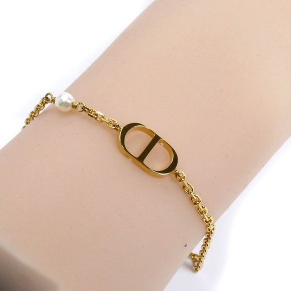 Christian DIOR Metal/resin Pearl Petit CD Bracelet B1310ptcrs_d301 165-19cm - Picture 5 of 6